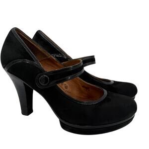 Soft Women's Black Leather Suede Monique Platform Heels Size 8.5